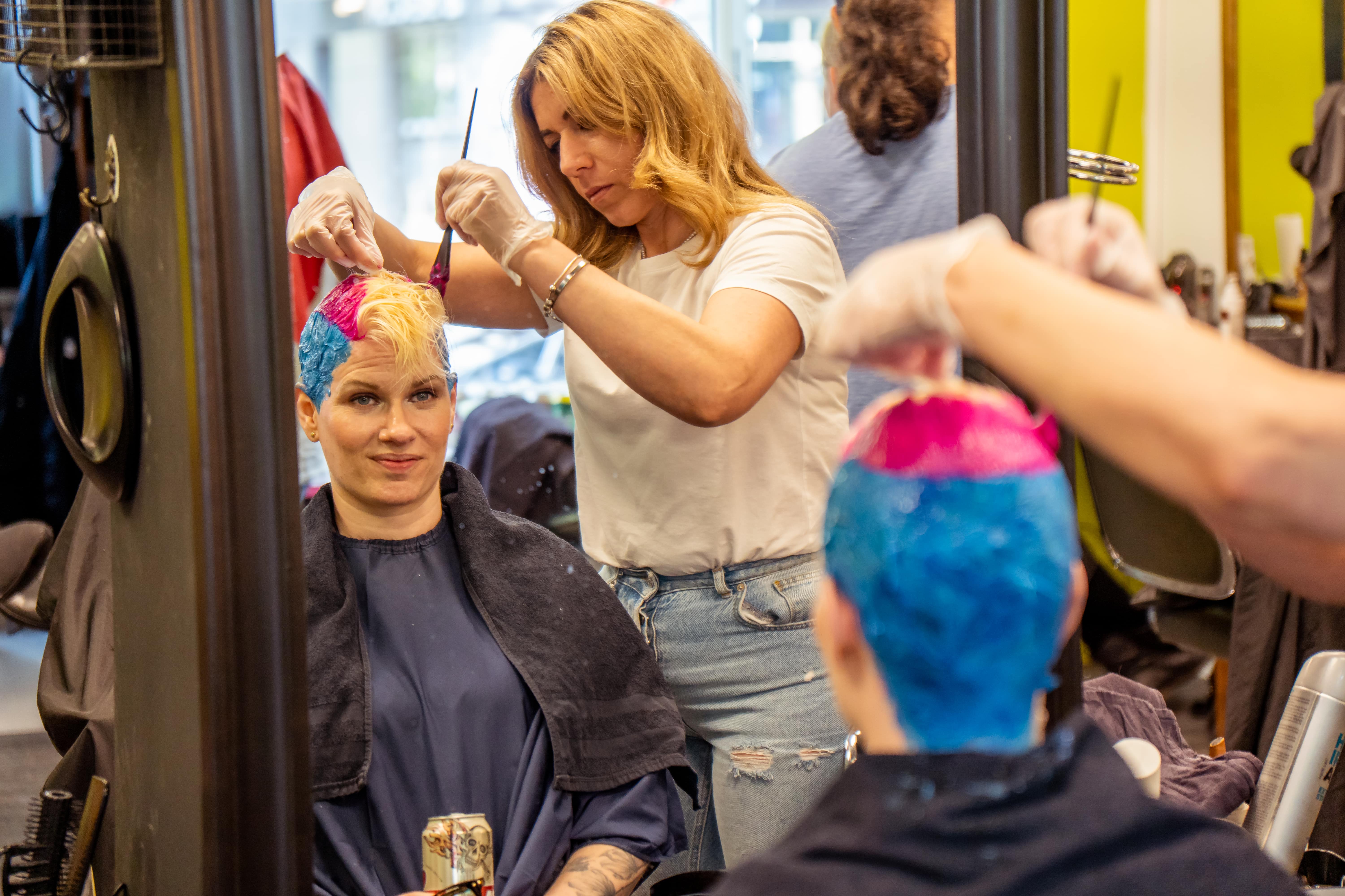 Hair being colored